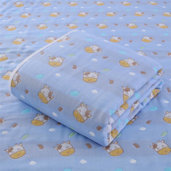 Babys badehåndklæde ren bomuld seks-lags børnetæpper Betræk Tæppe Gaze Badehåndklæde Quilt Blue calf 110×110cm