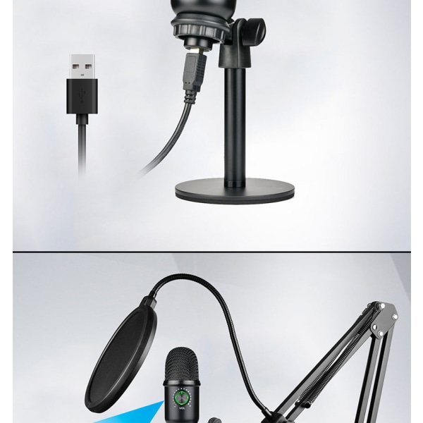 Kraftig privat modell kondensatormikrofon Datamaskin USB-opptaksspill  Videokonferanse Live Karaoke skrivebordsmikrofon Default Title 69f0 |  Default Title | Fyndiq