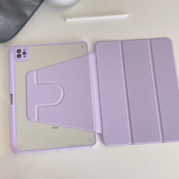 Stilfuldt etui til iPad Air 4/5 10.9\" solid lilla ramme roterende tri fold