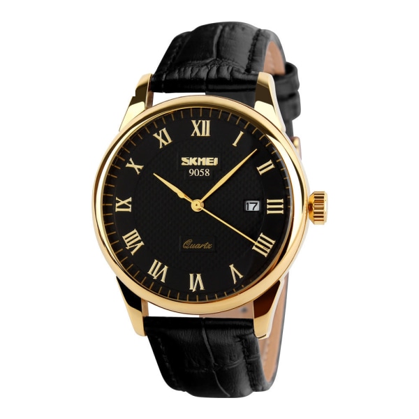 Miesten kellot Klassinen Business Belt Quartz Watch Teräsrannekello Watch surface-Black A
