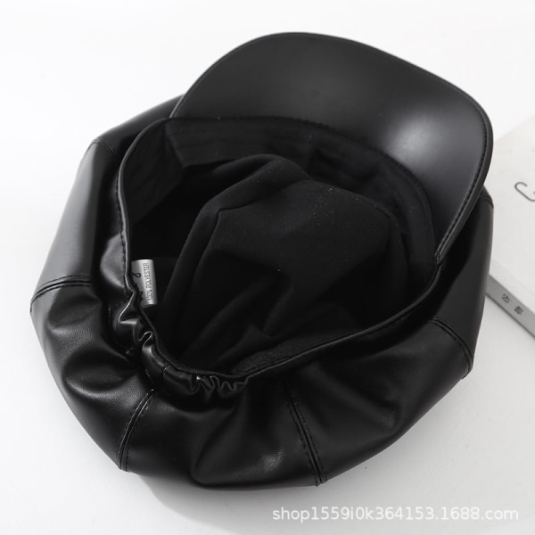 Cap 2022 Höst Vinter Läder Casual Enfärgad Black 54-58cm