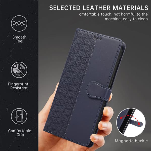 Fodral för iPhone 13pro max kungsblå solid präglad mode korthållare multifunktionell