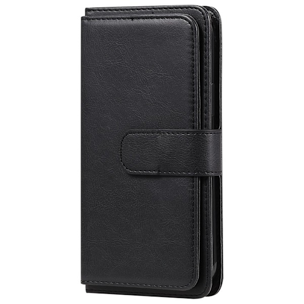 Etui til iPhone 14 10 kort læder etui sort multifunktionel pung