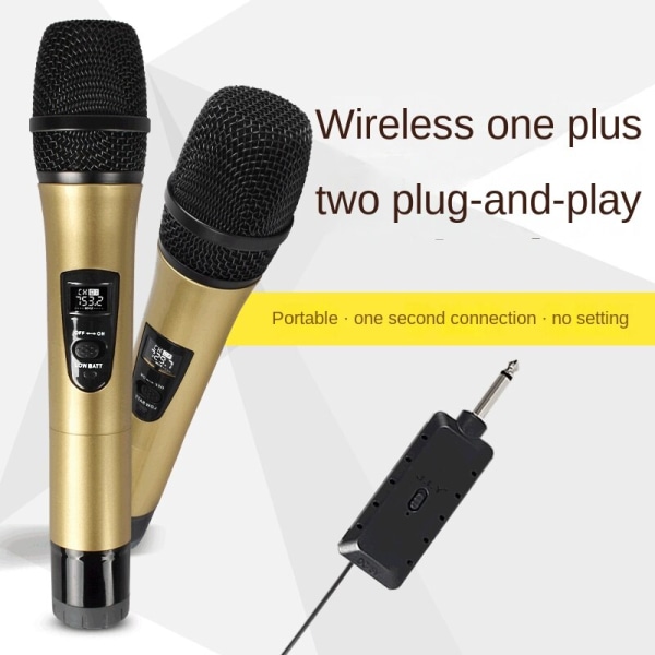 Jiy trådlös mikrofon One Drag Two Moving Circle Scen Hemdator  Ljudförstärkare Mobil Live Streaming Ljudkort Mikrofon One for two Golden  e13e | One for two Golden | Fyndiq