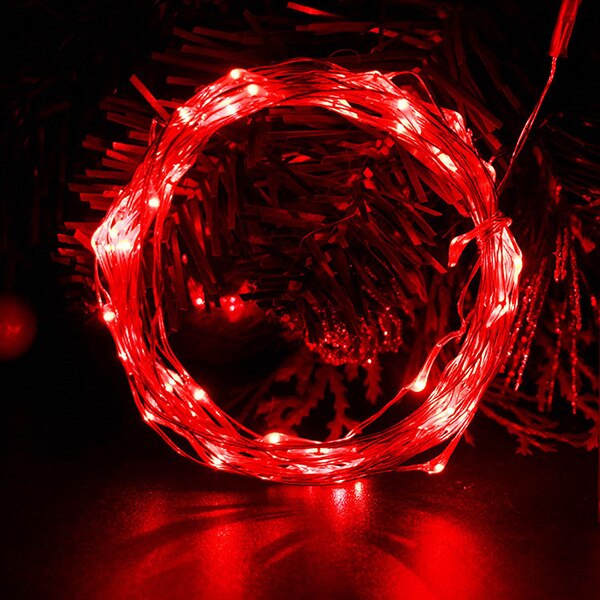 2M 5M 10M Led String Lights Batteridrevet Slivwire Fairy Girly Light Christmas Outdoor Lights Kjede Bryllup Patry Decor Red 10m 100leds