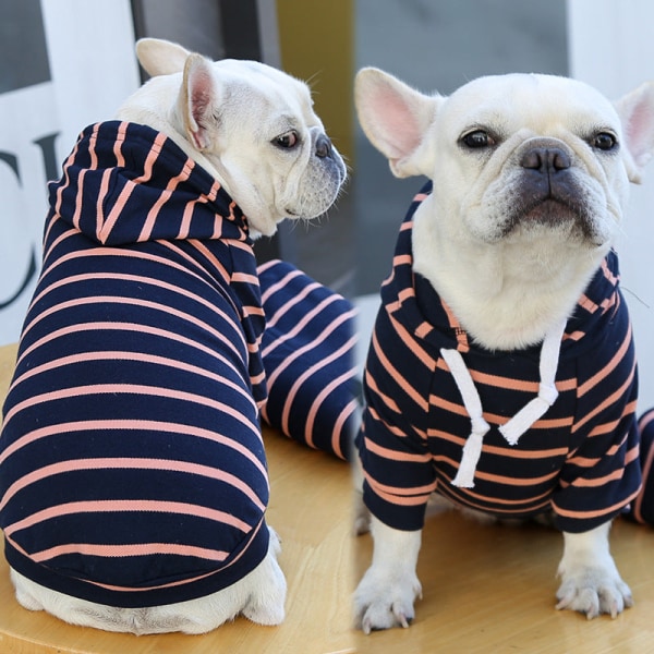 Kæledyrstøj Hunde Kat Hættetrøje Stribet Tøj Forår, Sommer, Efterår Ny Dark blue and pink stripes 2xl