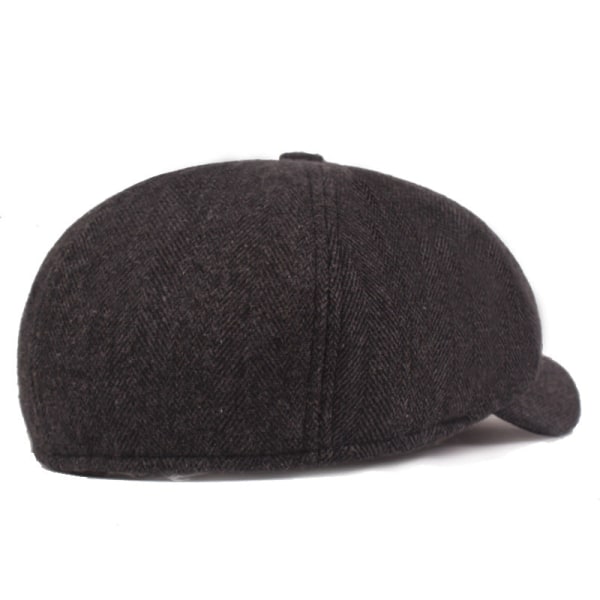 Beret Hat Herringbone Octagonal Cap Men Beret Autumn Winter Thickened Hat outside Peaked Cap Old Hat Light gray M（56-58cm）