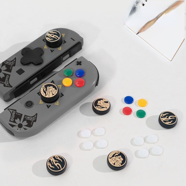 For Nintendo Switch Button Sticker JoyCon Håndtak Joystick Cap Monster Hunter Theme NS Protective White