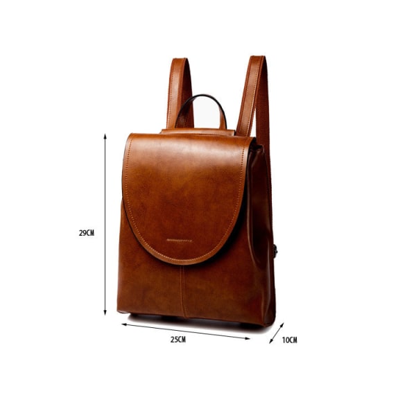 Women leather handbag leather soft retro college women's backpack backpack trend female bag Khaki