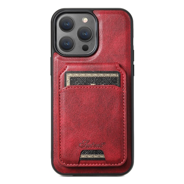 iPhone 14 punainen magneettikorttipidike 2 in 1 langaton laturi -kotelo