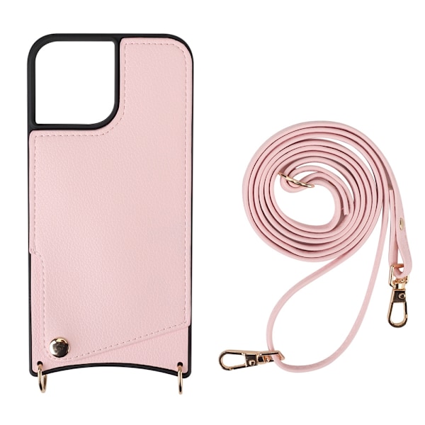 Etui til iPhone 14 Pro Max 6.7 rosa fiskehale-design fiskehale-lær kortspor universell snor