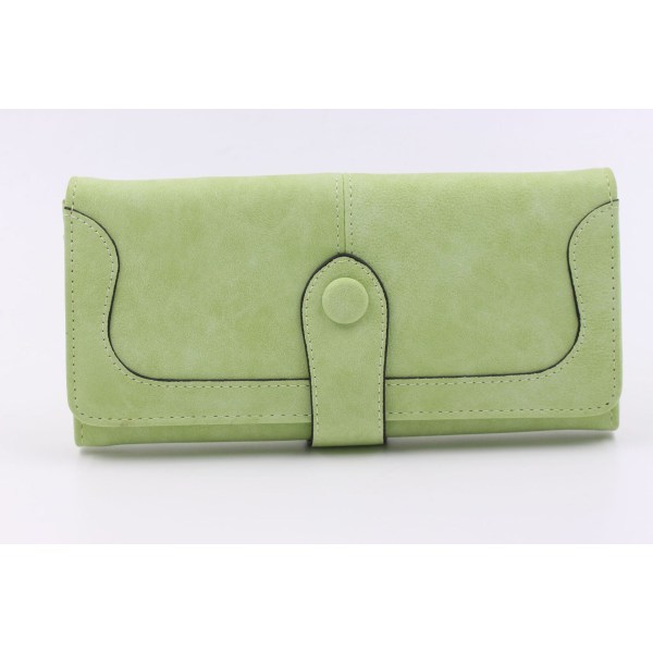 Damplånbok myntväska i koreansk stil matt spänne Långt Pu Tri-Fold handväska Korthållare Grass green