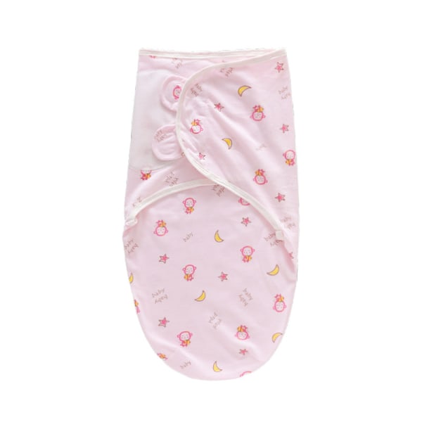 født Swaddling Sovepose Cocoon Baby's Tæppe Hat Sæt Gro-Taske Kram Tæppe Pink Moon monkey