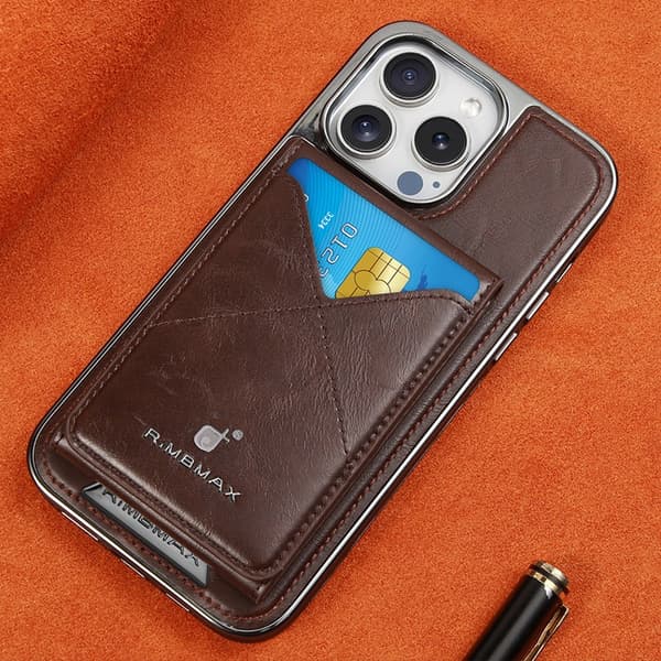 Etui til iPhone 15 Plus Magnetisk Foldbart Kortholder [Mokkabrun] High end Fuld