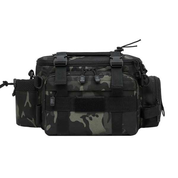 Menn kvinner Fanny Pack midjeveske One-Skulder Crossbody Multifunksjonell vanntett fiskestang Fiskeskulder og Dark Night Camouflage Special size