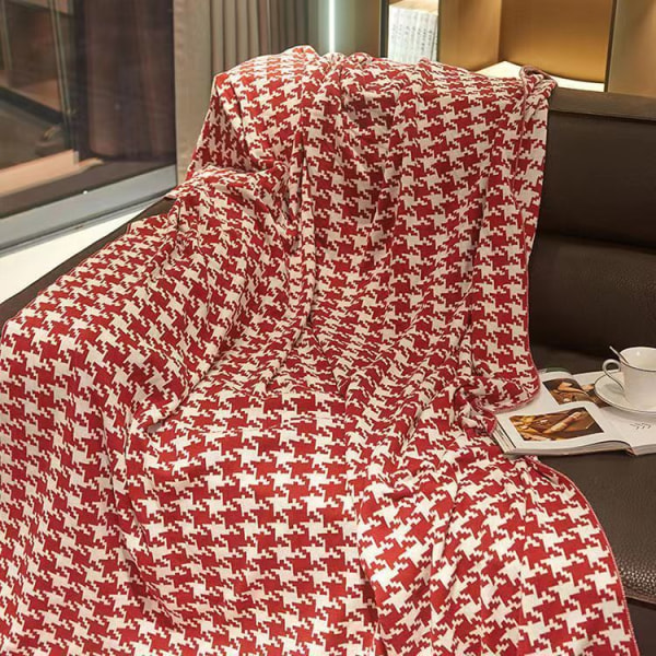 Nordic Houndstooth Stickad Filt Office Filt Tränare Tupplur Filt Four Seasons Universal Black and White 45*45cm