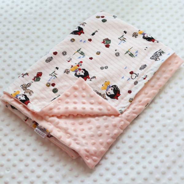 Vår och sommar tunn bomull Jacquard Andas dubbellager cover filt Litet täcke lugnande filt Jacquard pink dinosaur 75*110cm