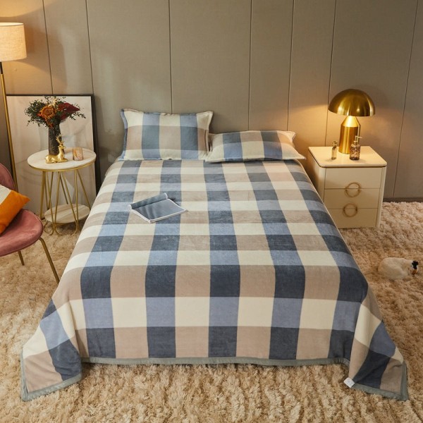 Kontor Tykket teppe Seng Enkelt Coral Flanell Nap Teppe Tegneserietrekk Ben Klimaanlegg Teppe Blue Plaid 120*200cm