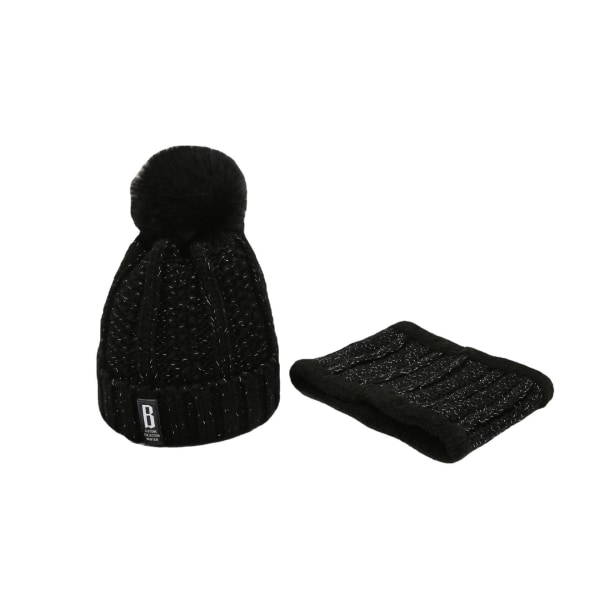 Lämmin talvi neulottu pipo hatut miesten ja naisten turkispallo kylmänkestävä korvasuojaus casual unisex Black M