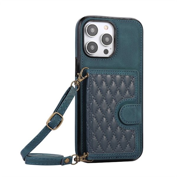 Fodral för iPhone 14 grönt kort väska crossbody ins lätt lyx