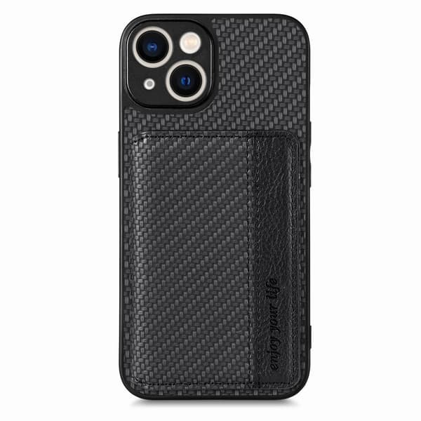 Etui til iPhone 16 Plus sort multifunktions kortholder magnetisk tyverisikring