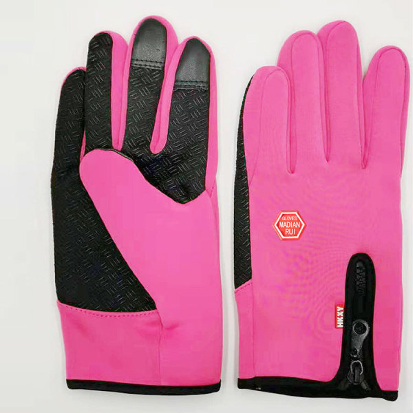 Kvinder Mænd Cykelhandsker Udendørs Varme Vindtætte Touch Screen Handsker Pink XL