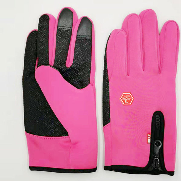 Naisten Miesten Pyöräilyhanskat ulkokäyttöön Lämpimät Tuulenpitävät Kosketusnäytölliset käsineet Pink XL