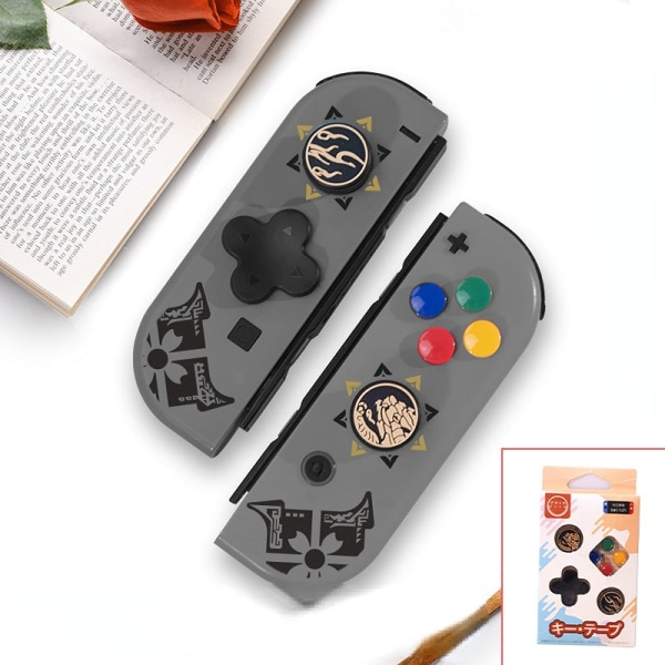För Nintendo Switch Button Sticker JoyCon Handle Joystick Cap Monster Hunter Theme NS Protective Black plum color