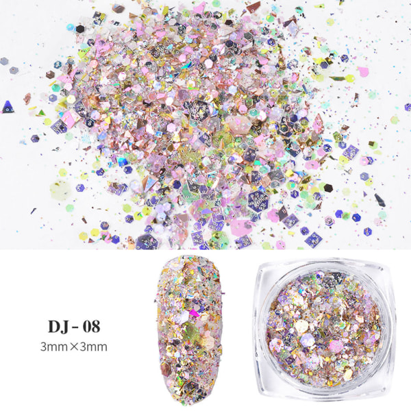 Kynsikoristeet Nail Art 12 väriä valoa vaihtuva sipulijauhe Magic Color Glitter paljetit Glitter DJ08