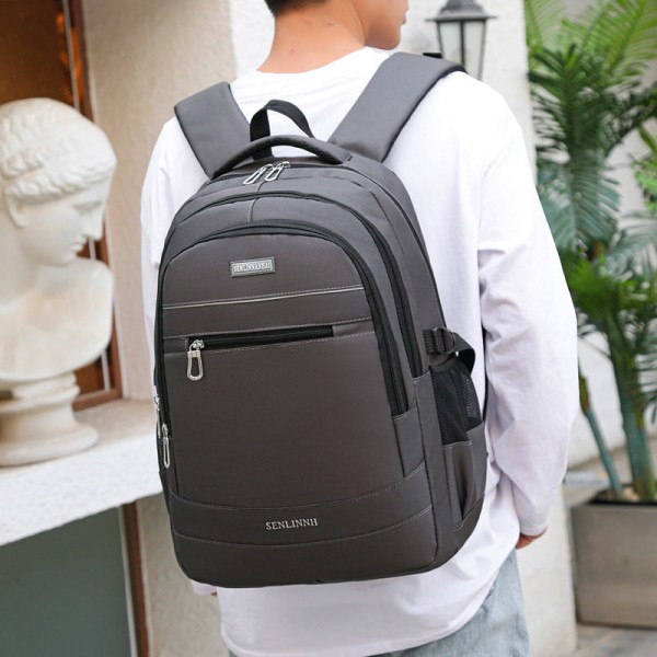 Herrryggsäck Axelväska Utomhus Reseryggsäck Student skolväska Dark gray 17 inches