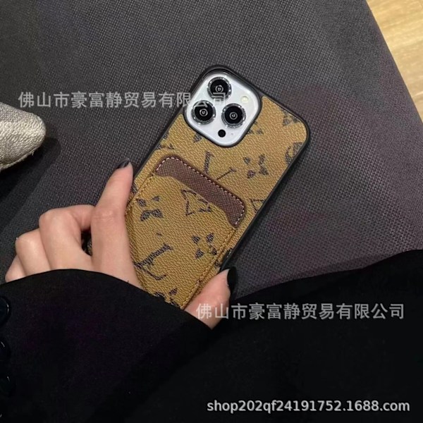 Etui til iPhone16promax gul blomst slot læder kortholder high end trendy mærke gammel blomst net