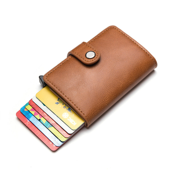 Kvinder pung møntpung Antimagnetisk kortetui Multifunktionel Anti-tyveri Swiping Metal Card Bag Retro Brown