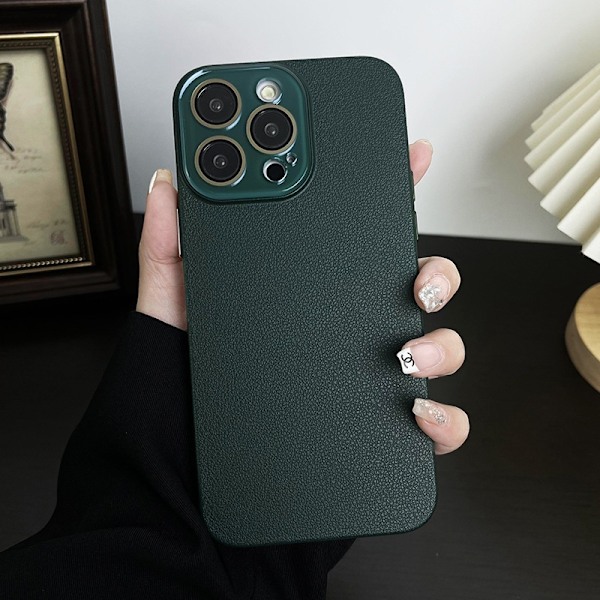 Etui til iPhone 13 Pro Emerald Lychee Tekstur Hudfølelse Krystallfin Pore Hard