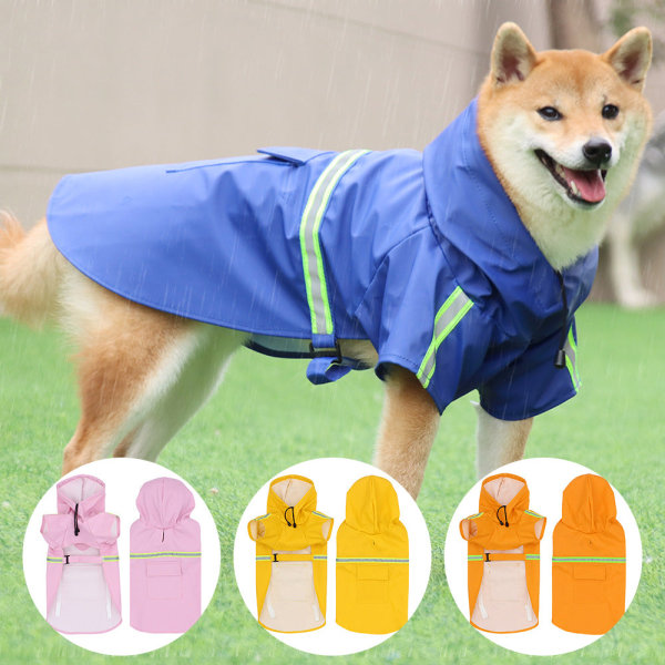 Lemmikkien vaatteet Sadetakki Pu Vedenpitävä Outdoor Suuri Koiran Vaatteet Heijastava Blue 4XL