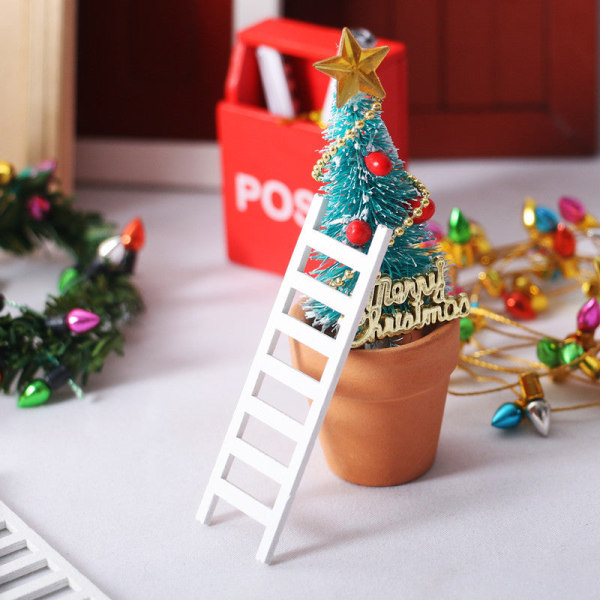 Miniatyrmøbler Leketøy Dukker Hus DIY dekorasjon Tilbehør Mini Simulering Trestige Jul White