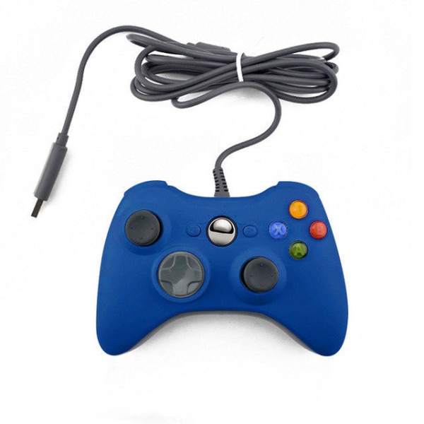 til Xbox360 Shape PC/Vært Dual-Purpose Håndtag USB Wired Gamepad Computer Håndtag Strap Vibration Blue