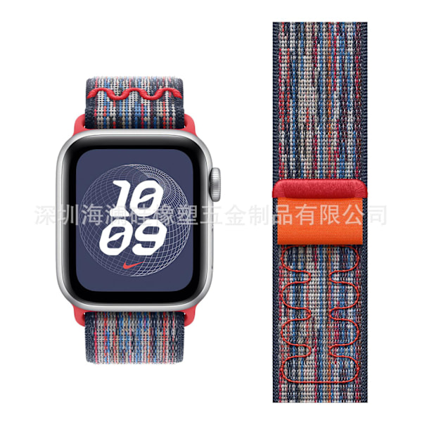 Klockarmband för Apple Watch iWatch 44/45/46/serie 1.2.3-42 NK blå med röd