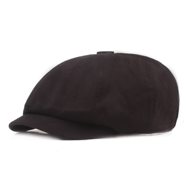 Baskerhatt Monokrom Basker Retro Cap Medelålders Konstnärlig Youth Forward Hatt Black M（56-58cm）