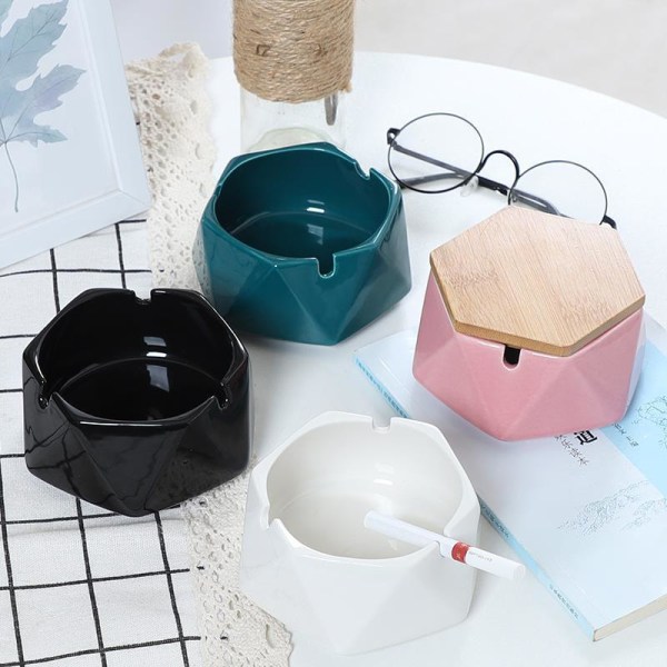 Tuhkakuppi Creative yksilöllinen tuulenpitävä suuri olohuone Kotitoimisto Trend Tuhkakuppi Black hexagon-ashtray