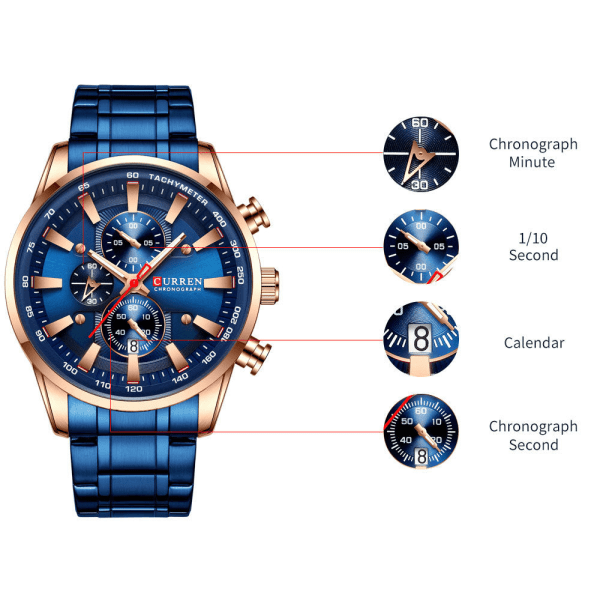 Herre Business Casual Ur Kvarts Vandtæt Ur MZMW-8351 Blue