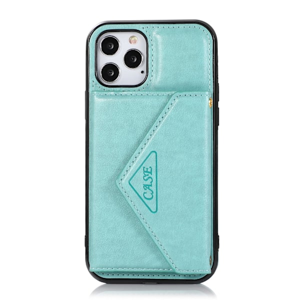 Kotelo iPhone 13pro mintunvihreä crossbody kiinteä lompakko kaulanauha putoamista estävä täysi korttipaikka
