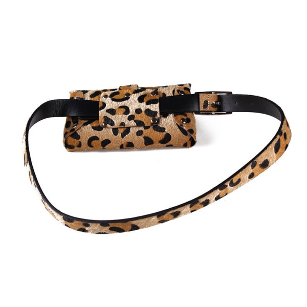 Menn kvinner Fanny Pack Midjeveske Pels Leopard Print Liten Firkantet Dekorativ Tynn Belte Lommebok Mobiltelefon Black