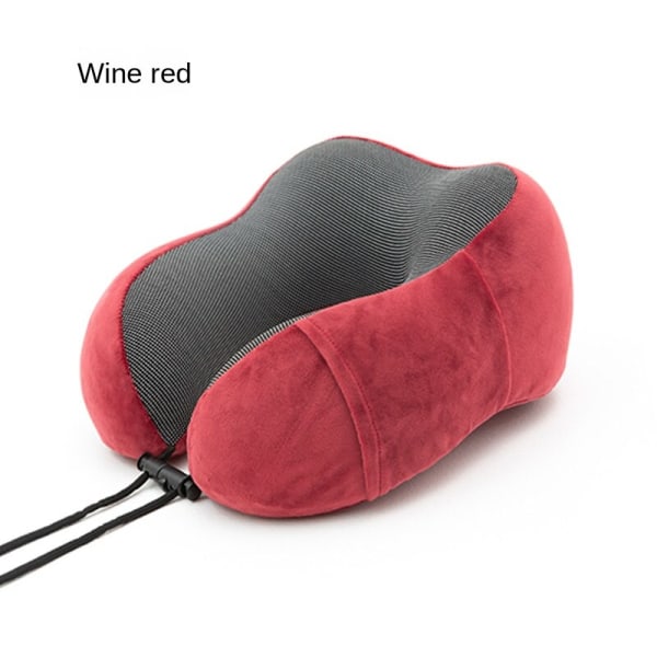 Pehmeä mukava matkatyynyn säilytys kaulatyynyn magneettinen kangas U-muotoinen memory foam Red High density neck pillow