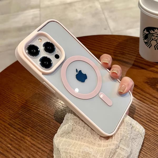 Etui til iPhone 17 Pro Rosa Silikon Akryl Magnetisk Transparent