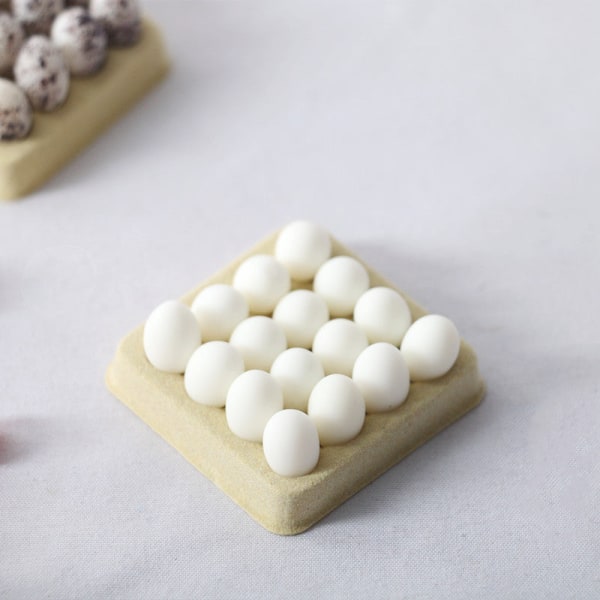Miniature Møbler Legetøj Dukker Hus DIY Dekoration Tilbehør Mini Æg Moppebakke White egg tray