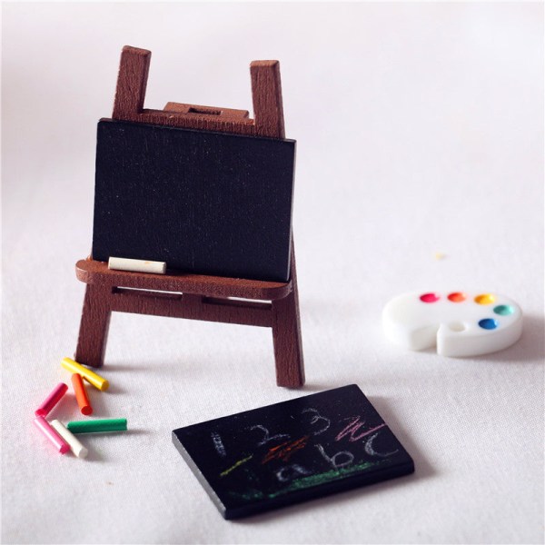 Miniature Møbler Legetøj Dukker Hus DIY Dekoration Tilbehør Mini Lille Tavle Kridt Blackboard Chalk