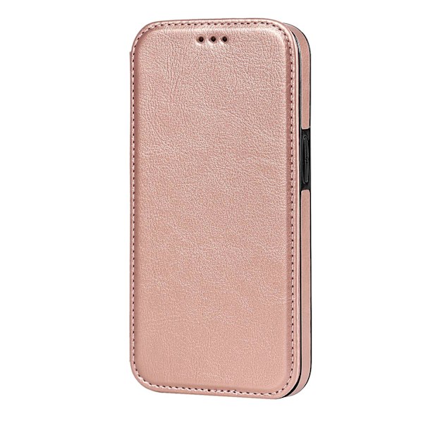 Fodral för iPhone 13 Pro 174 roséguld flip kortplats skyddande läder mjuk kant