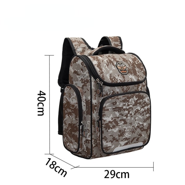 Camouflage Børne Skoletaske Grundskole Elev Skoletasker til mænd og kvinder Field Brown large