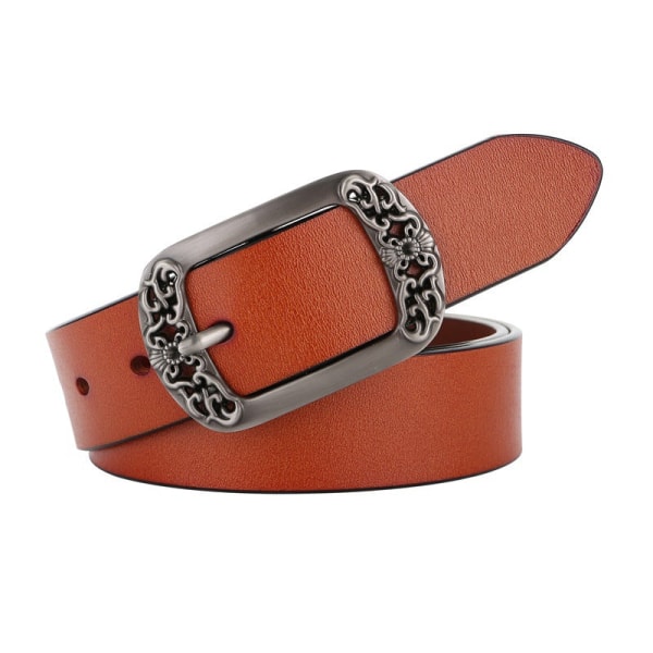 Women Belts Retro Belt Simple Leather Wide Belt Casual All-Matching Jeans Decorative Leather Belt for Women Brown 110cm