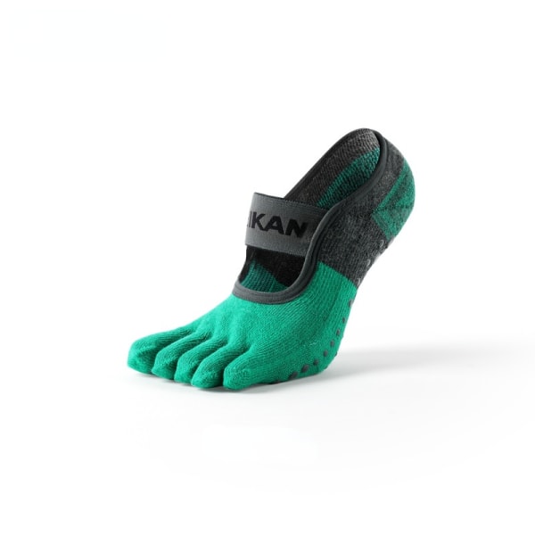 Viiden sormen sukat annostelevat liukumattomat joogasukat 3 paria naisten hihna selkänojatonta puuvillaa Green 35-38